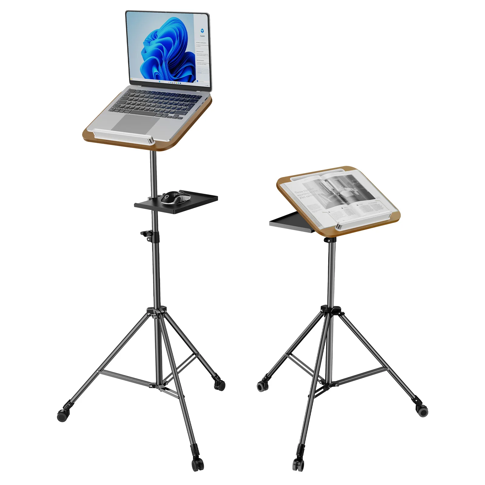 

Adjustable Height and Angle Tripod Laptop Stand Bookstand with Tray for House hold and Office Meetings