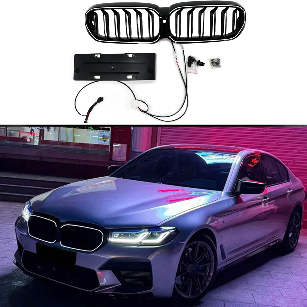 LED Front Radiator Kidney Bumper OEM Hood Grilles Replacement For BMW 5 Series G30 2020-2023