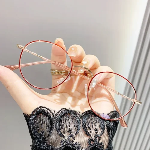 Imagen 2 del producto Gafas de lectura de alambre dorado a la moda, monturas de Metal personalizadas, gafas para presbicia, gafas ópticas antiluz azul de alta definición