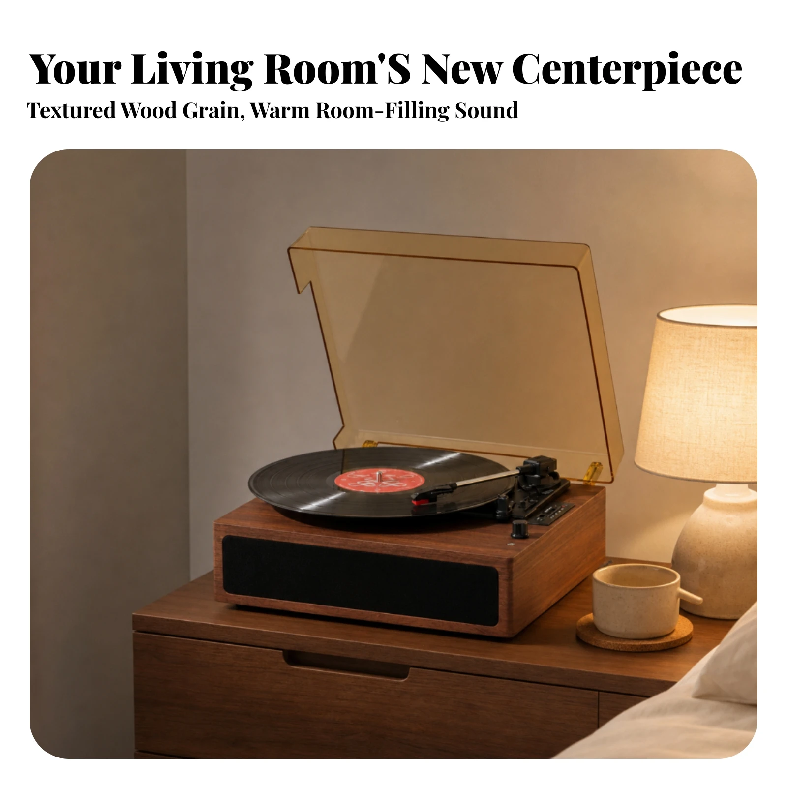 Retro Turntable with Built-in Speakers Vintage Turntable with Built-in Stereo Speakers Vinyl Vinyl Player for Living Room