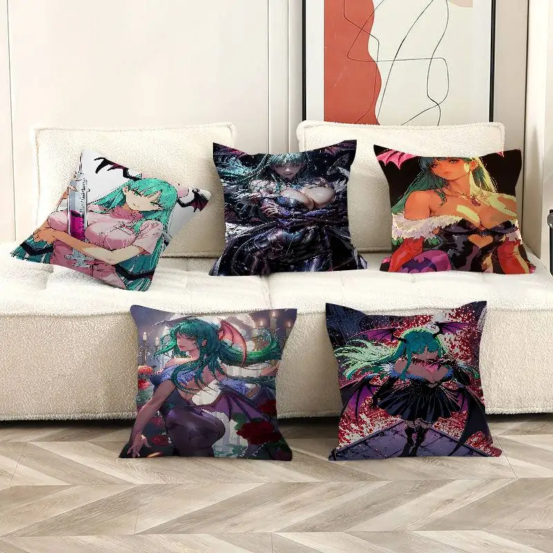 Girl Game M-morrigan Aensland Pillow Covers Cartoon Sofa Decorative Home Double-sided Printing Short Plush Cute Cushion Cover