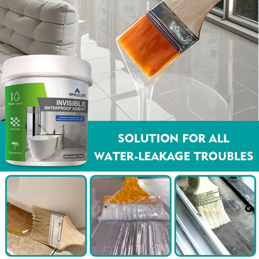 50g/100g/250g/450g Invisible Waterproof Sealant Transparent Anti-Leakage Coating for Roof Bathroom Wall Tile Brick Wood Metal