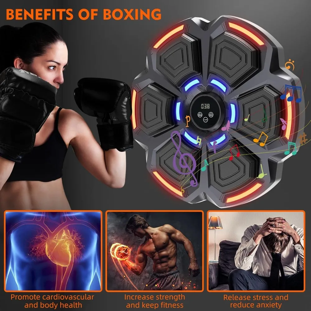 

Music Boxing Machine for Adults - 9 Modes & 9 Speeds, Bluetooth Music Punching Machine with Gloves, Electronic LED Boxing