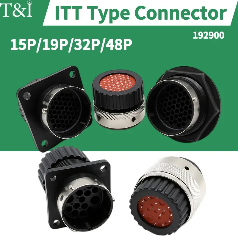 1/5/100 Sets  ITT 192900 Series Aviation Automobile Connector 15P/19P/32P/48P Round Waterproof Male&Female Plug&Socket&Terminal