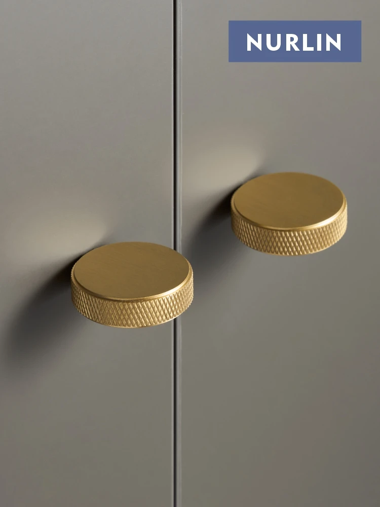 Nurlin New Solid Brass Knurled Round Exquisite Cabinets Drawers Knobs Cloakrooms Wardrobes Anti Slip Handles Novel Design