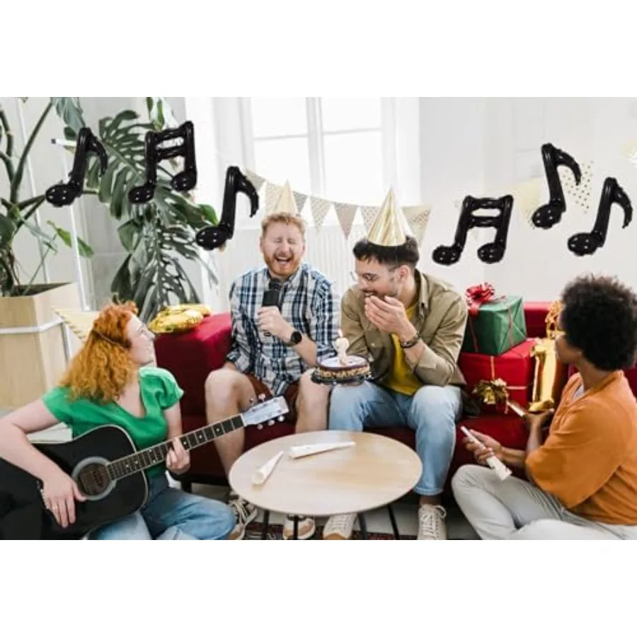 Ballons de notes musicales en aluminium noir, 10 pièces, fournitures de fête d'anniversaire sur le thème de la musique, réception-cadeau pour bébé, fête en plein air, mariage