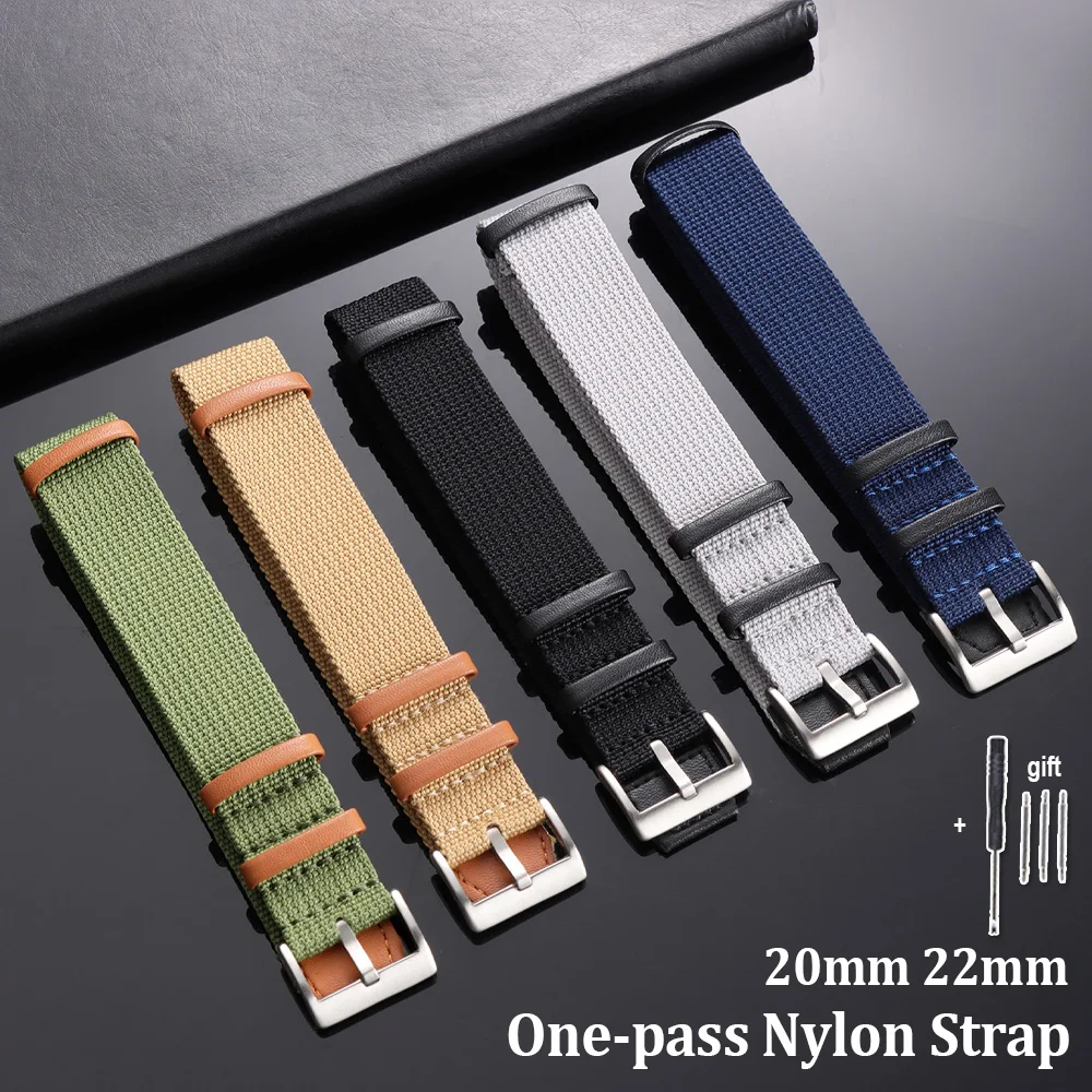 

Durable Nylon Watch Band 20mm 22mm Ribbed Canvas Watch Strap Business Military Bracelet Accessories for Smartwatch & Other Wrist