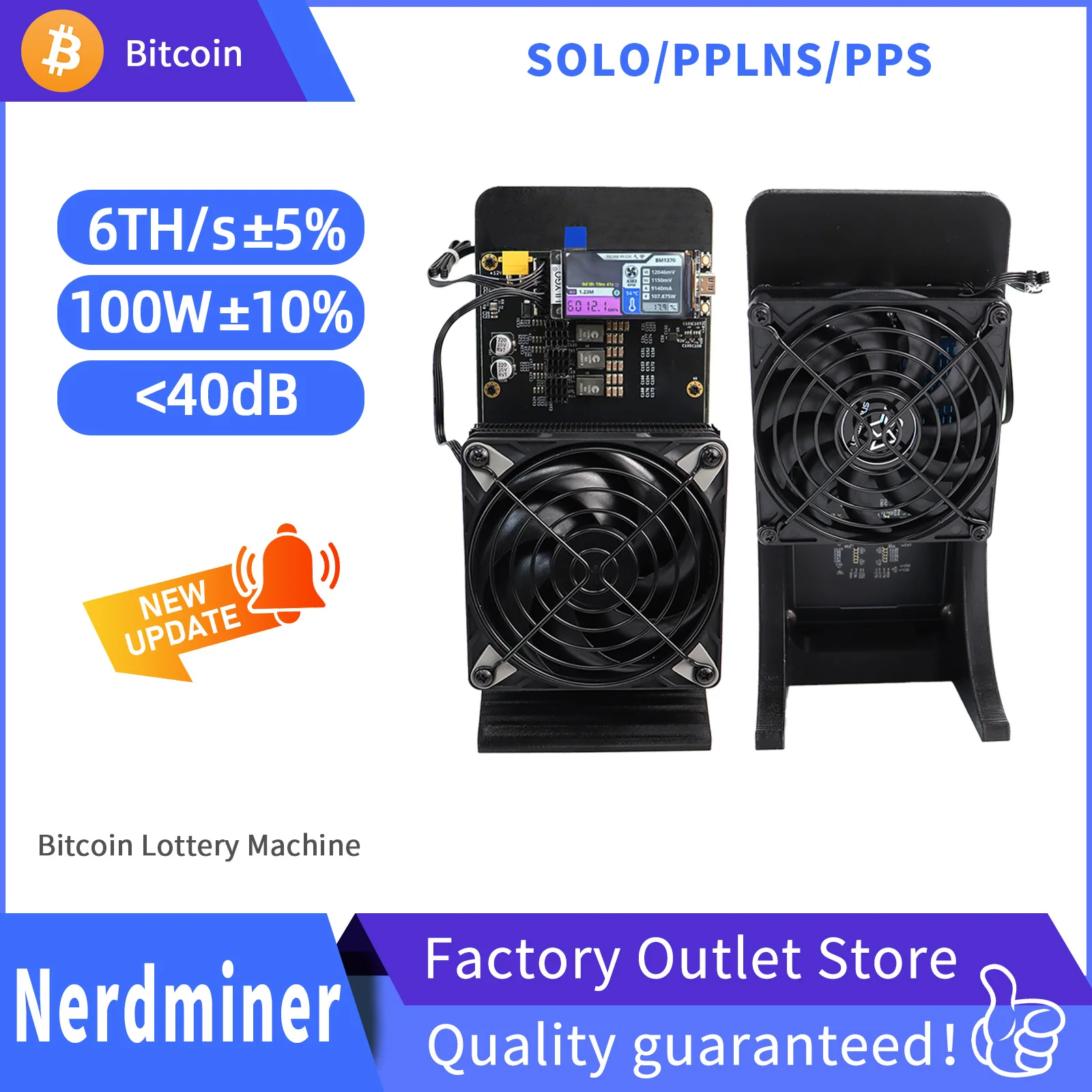 NerdminerQaxe++ Rev 6.1 6TH/s 100W Bitcoin Miner – High Efficiency SHA-256 BTC Mining Machine for Home & Solo Mining