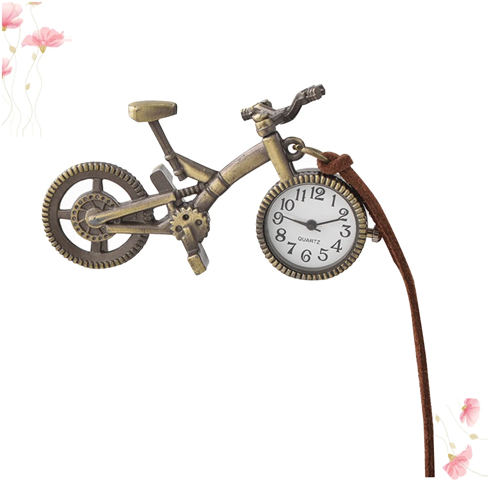 

Vintage Pocket Watch Craft Retro Bicycle Shaped Decorative Hanging Clock Delicate Gift Durable Alloy Material Rope