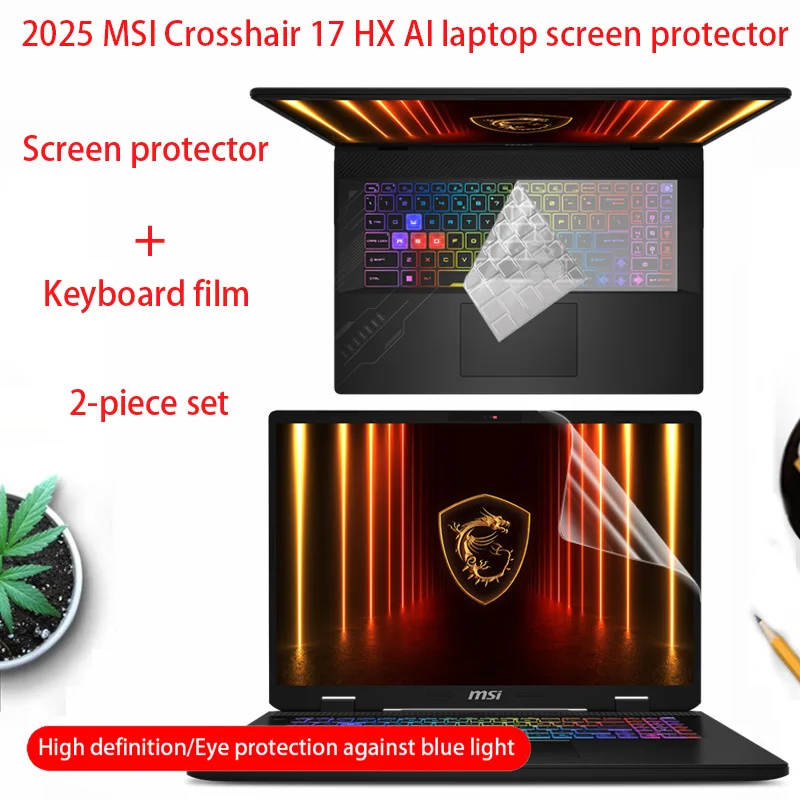 

For 2025 MSI Crosshair 17 HX AI D2XW/D14V laptop screen protector 17.3-inch A17 HX D8W computer anti-reflective keyboard film
