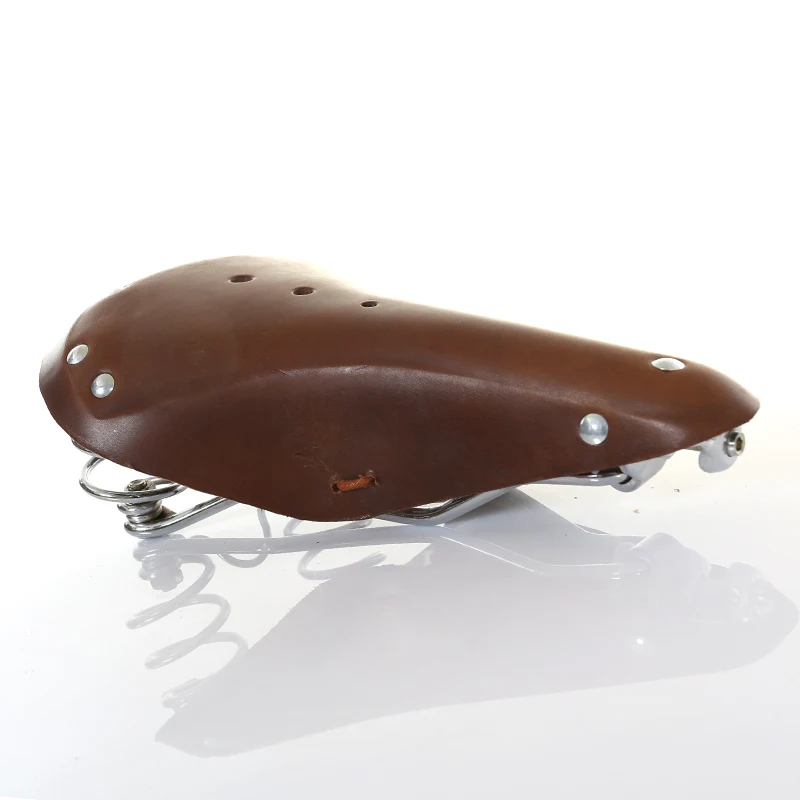 

Vintage Bike Cowhide Spring Saddle, Folding /Road Retro Bicycle Seat Cushion Accessories