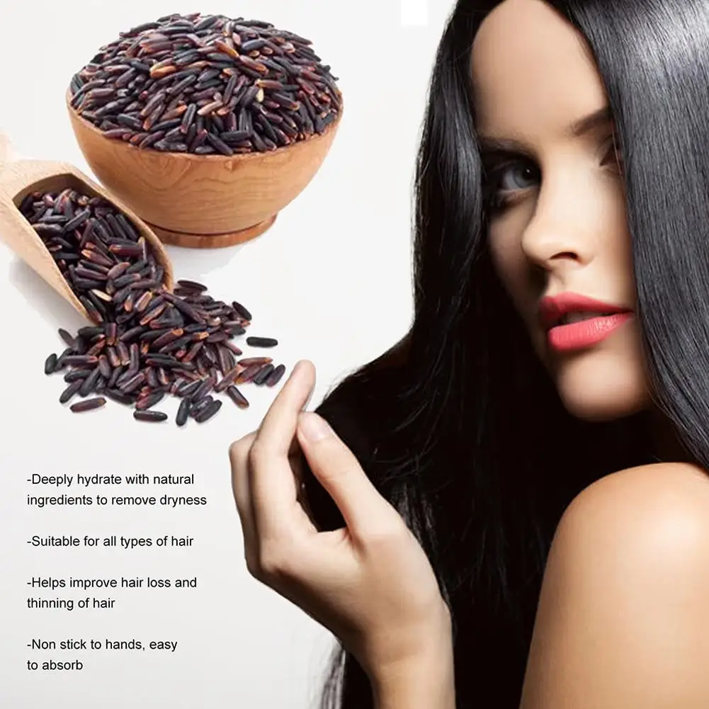 Suero para tratamiento del cabello con agua de arroz negro, cubierta de cabello blanco a negro, Spray de reparación de Color Natural, anticaída, restauración del cabello, cuidado del cabello