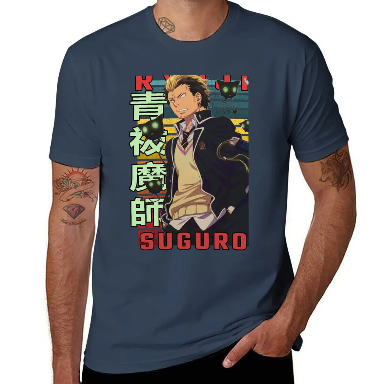 

Bon Ryuji Suguro Blue Exorcist Retro Anime Design T-Shirt All Weather Casual Short Sleeve