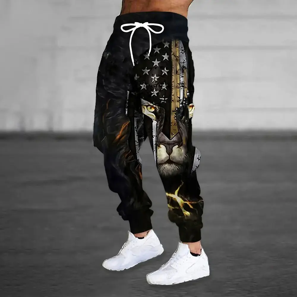 

Men's Outdoor Sports Pants Fashion Skull Print Sweatpants Men's Loose Pocket Drawstring Sweatpants Winter Thick Warm Sweatpants