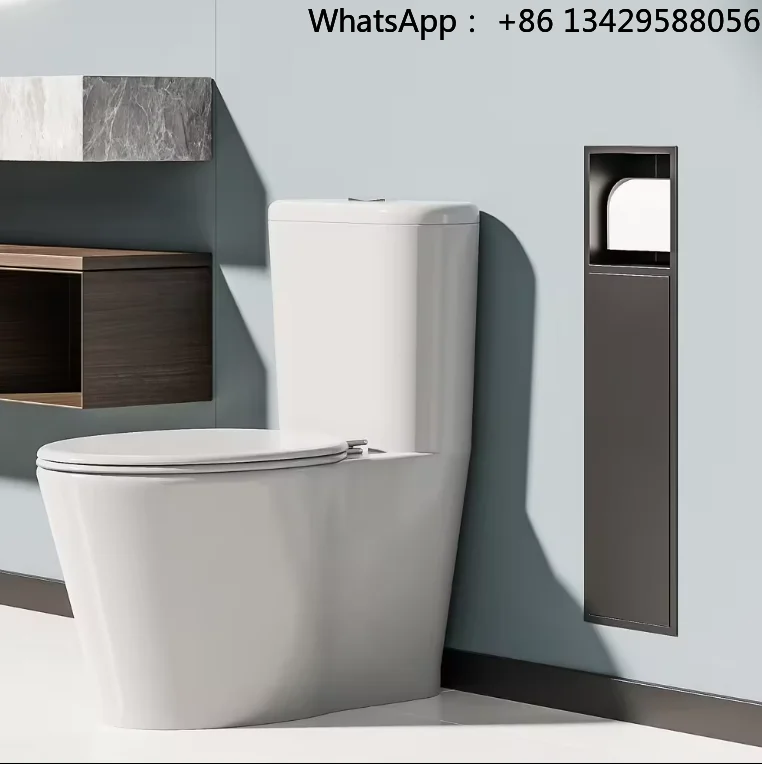 Recessed 304 Stainless Steel Bathroom Shelves Paper Roll Holder Rubbish Bin Toilet Accessories for Hotel's Recessed Storage