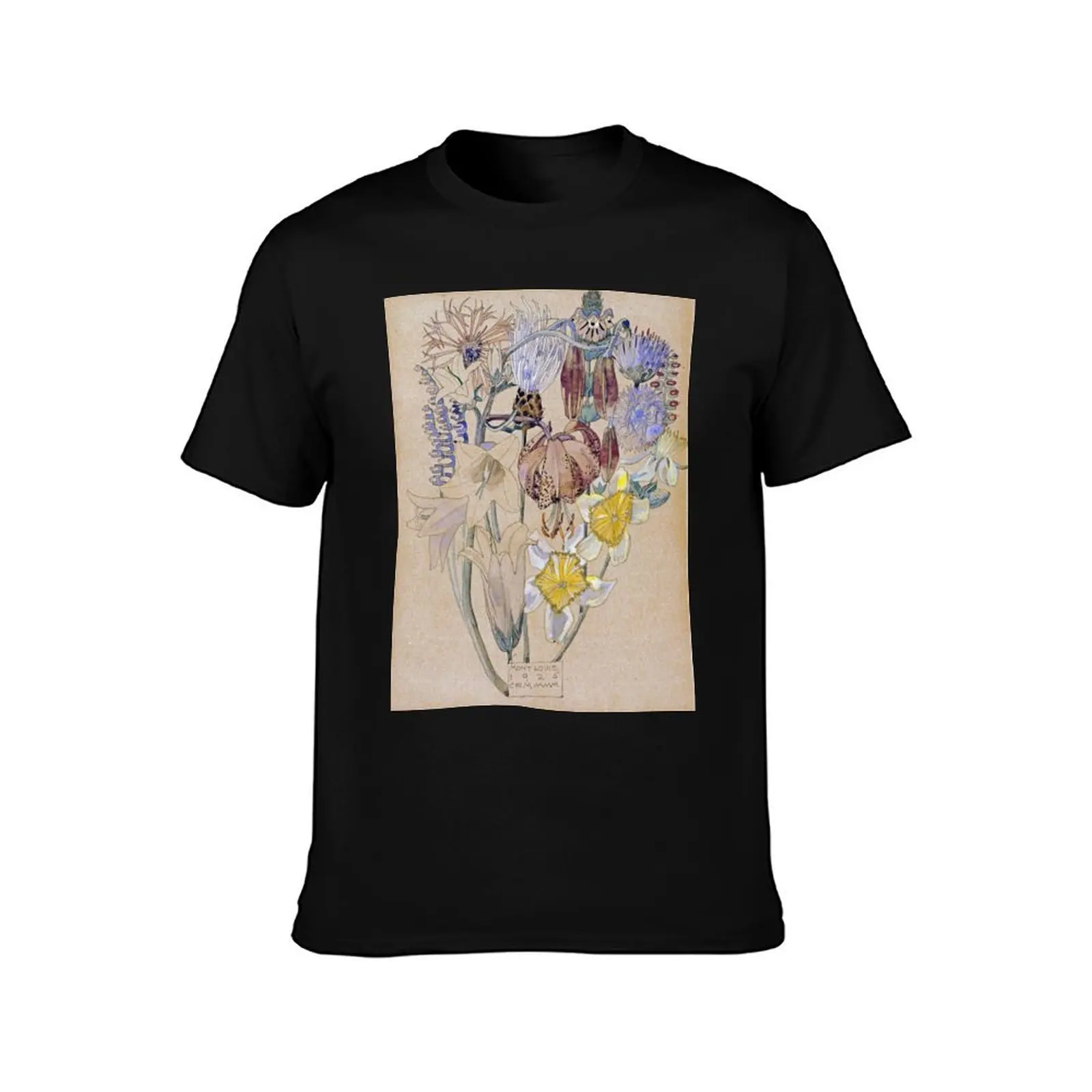 Charles Rennie Mackintosh - Mont Louis - Flower Study T-Shirt Casual Work Wear T-Shirt