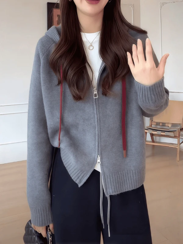 

ay Hooded Cardigan Sweater Women's plus Size Loose Casual Versatile Spring New Sle Faionable Top for Plump MM