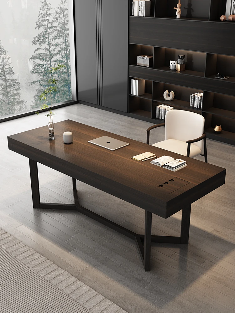 

Italian Light Luxury Living Room Smoked Wood Office Desk