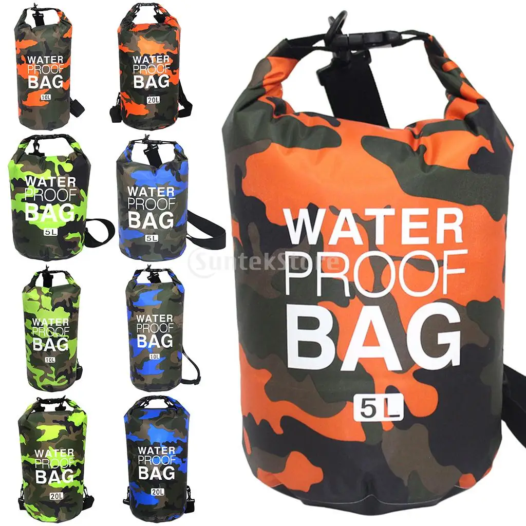 30L Waterproof Swimming Bag Dry Sack Camouflage Colors Fishing Boating Kayaking Storage Drifting Rafting Bag 2L 5L 10L 15L 20L