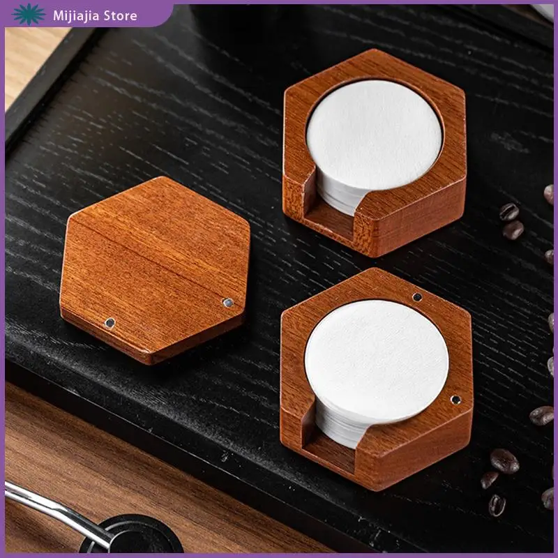 ラウンドエスプレッソサペリウッドストレージ無垢材フィルターペーパーストレージベース 58/53/51 ミリメートルユニバーサル販売