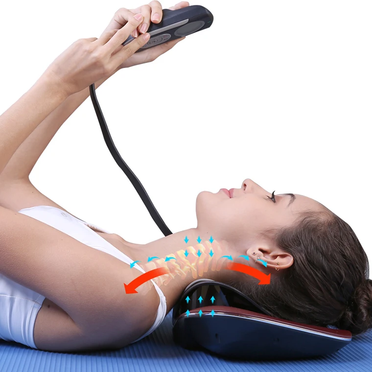 

（Big disount）Electric Heating Massage Cervical Deep Massager Neck and Shoulder Traction Massager Chiropractic Neck Stretcher for