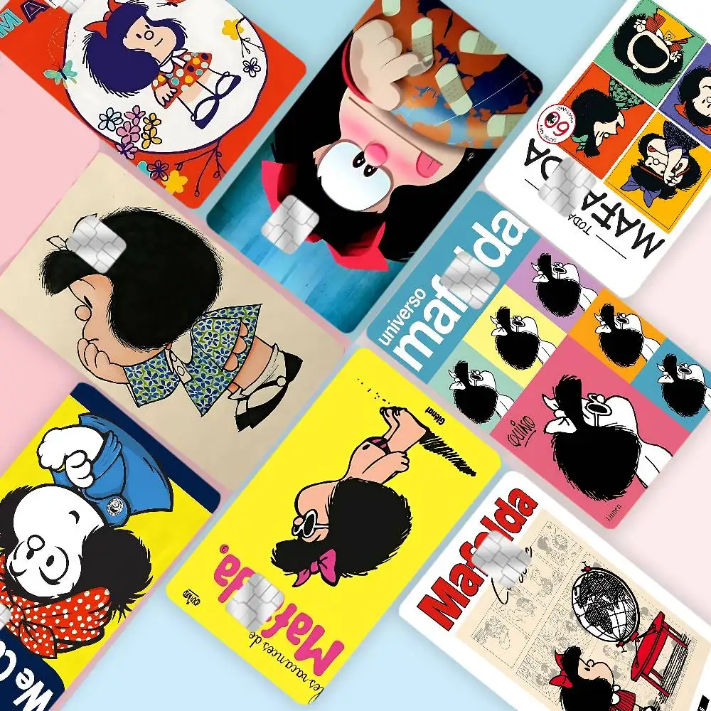 Linda chica artística M-MAFALDA pegatinas de piel de tarjeta de crédito para tarjeta bancaria VISA tarjeta de transporte pegatina impermeable