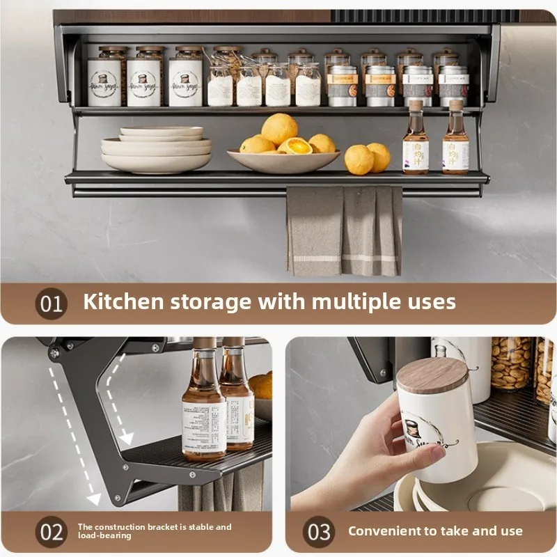 

Extendable Kitchen Shelf 2 Tier Adjustable Cabinet Shelf Wall Mounted Spice Rack for Home Bar Seasoning Rack for Closet Storage