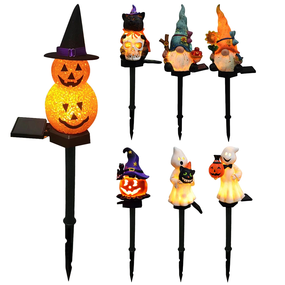 

Outdoor Halloween Ghosts Pathway Light Waterproof Halloween Solar Pumpkin Stake Light for Halloween Lawn Walkway Lighting