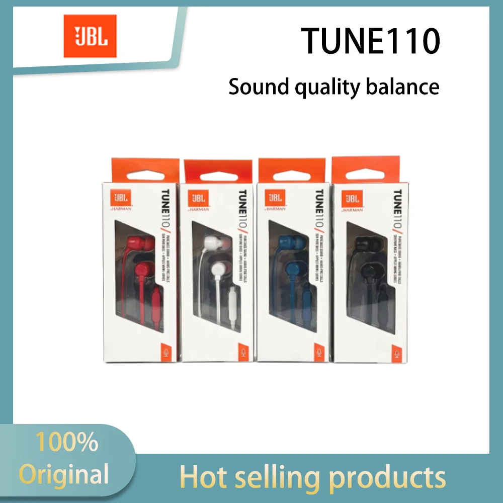 JBL Wired In Ear Headphones TUNE110 With Mic Dynamic Driver 