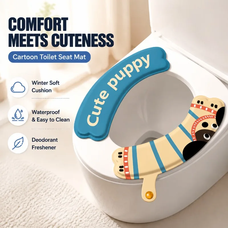 Scented Toilet Seat Cover Waterproof Stain Resistant Reusable Four-season Pad Self-adhesive Warm Winter Cushion Household