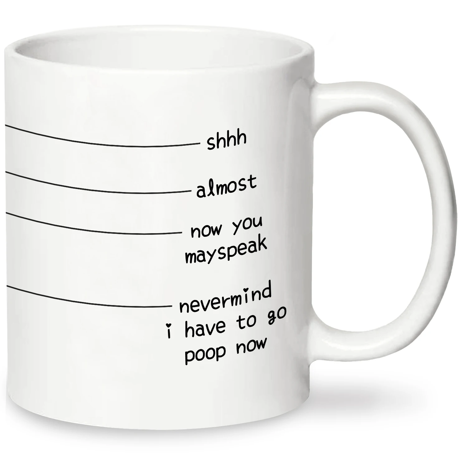 1pc, Shh Almost Now You May Speak Nevermind I Have To Go Poop Now - Funny Coffee Mug - Funny Quote Coffee Mug for Husband,11oz