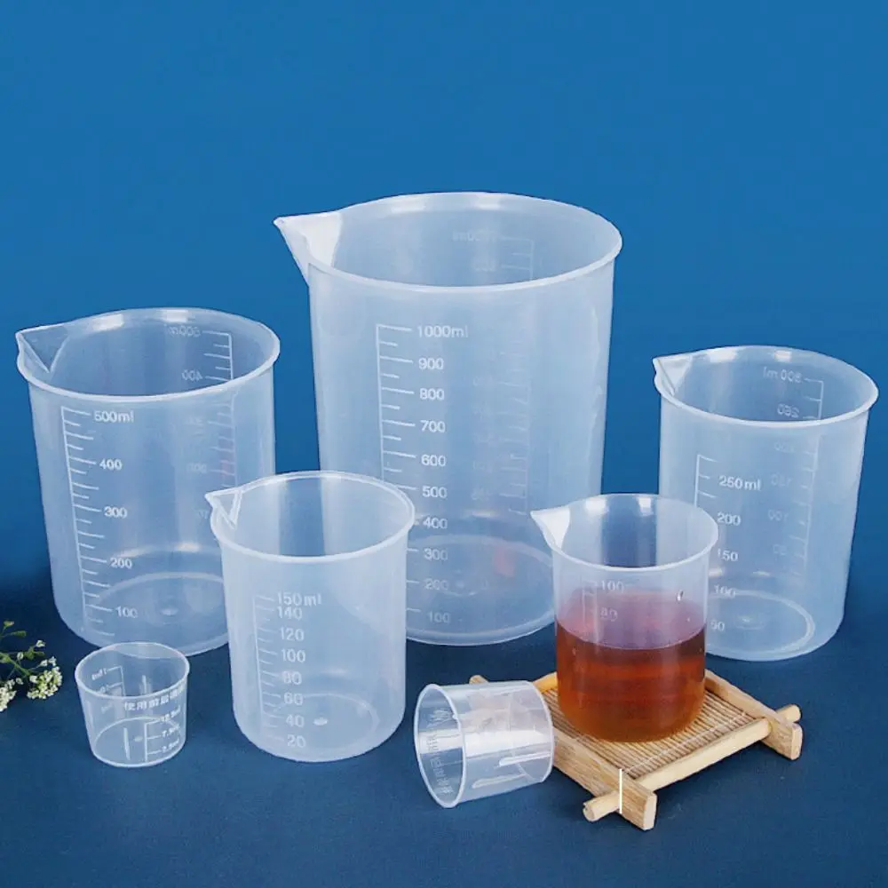 50/100/150/200/250/500/1000ML Plastic Stackable Thickened Transparent Measuring Cup Beaker Graduated Cylinder Mixing Cups