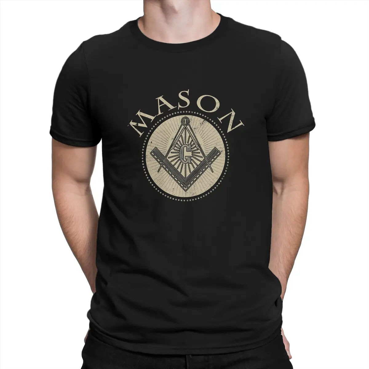 Freemason Gold Square Compass Masonic Logo Symbol Tshirt Homme Men's Tees Blusas Polyester T Shirt For Men