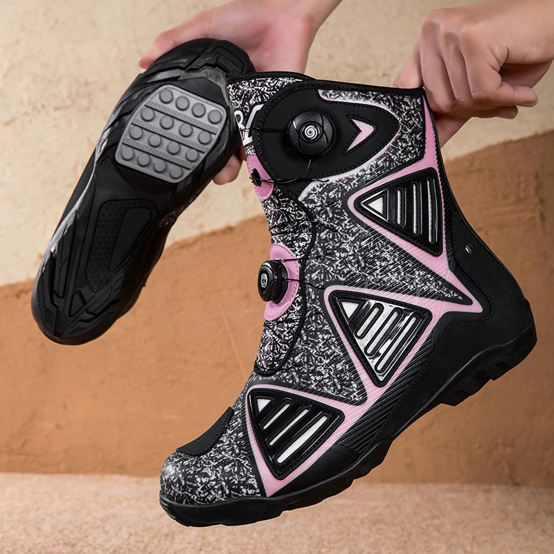 

Motorbike Racing Ankle Length Shoes New Motorcycle Boots Men Leather Motos Breathable Anti Slip Wear-resistant Riders Boots