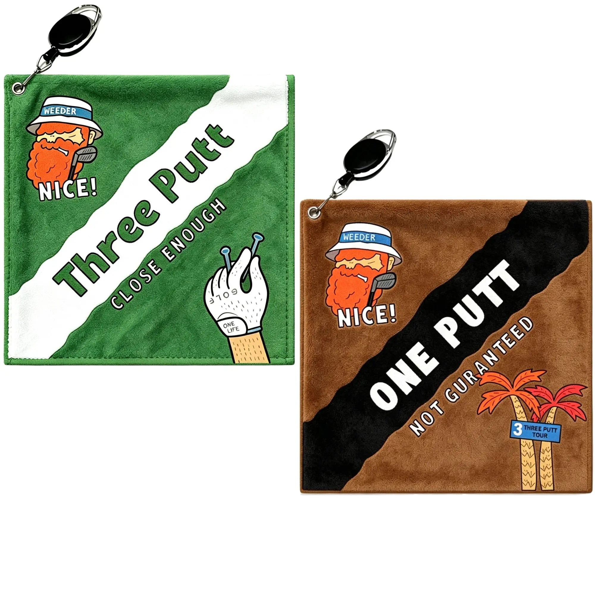 High-Quality Golf Towel, Stylish And Unique, Double-Layered And Durable, with a Retractable Hook, Quick-Drying, Super Absorbent