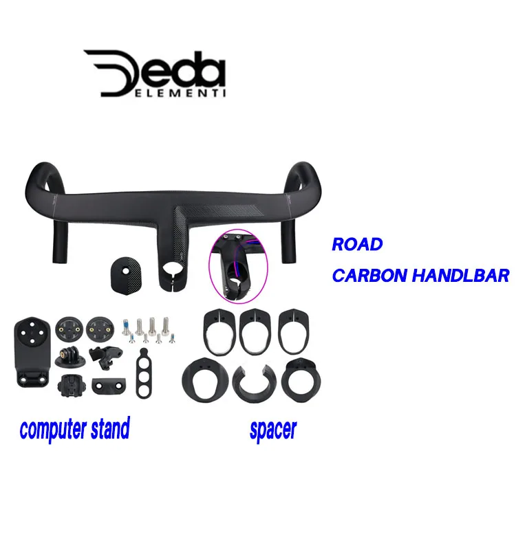 DEDA ALAENRA Carbon handlebar 380-440mm Internal Wiring Integrated road Handlebar 28.6mm with Comput Holder spacer white black