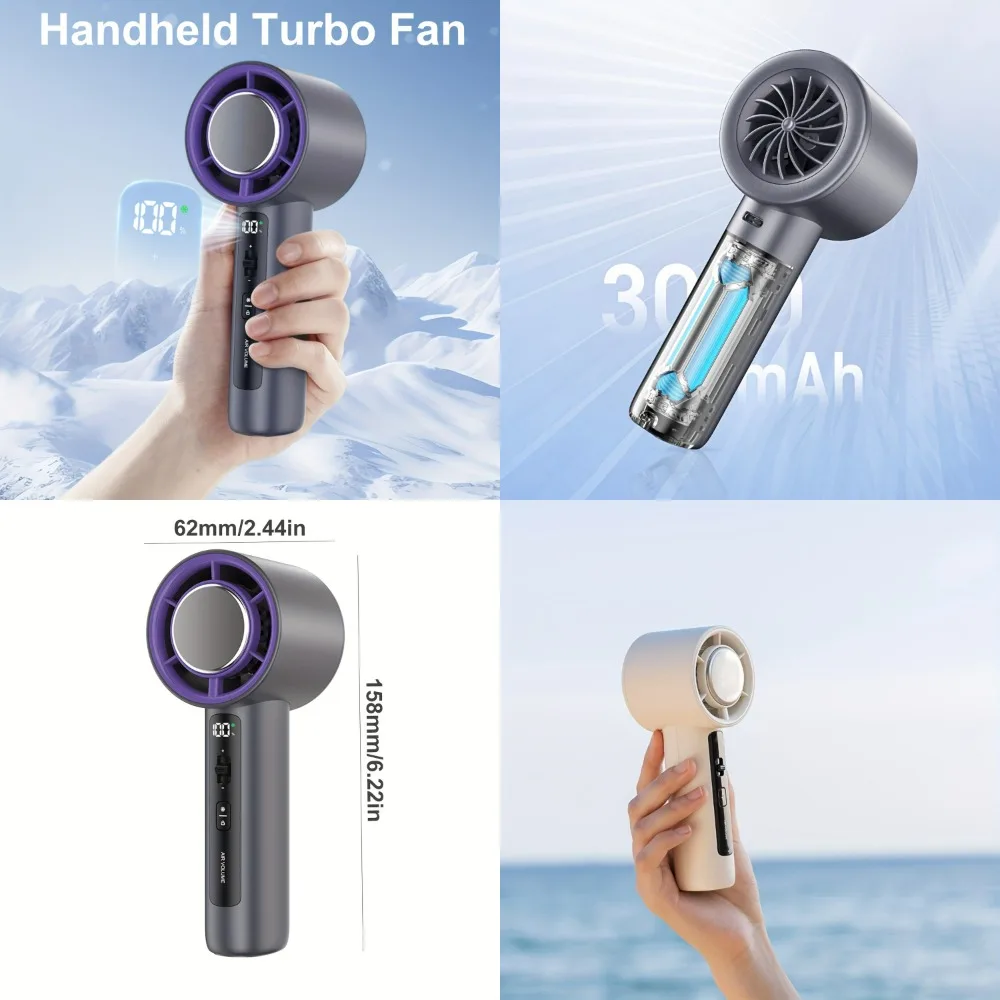 Portable Handheld Turbo Fan, Small Personal Fan With Cold Compress, USB Rechargeable Battery Operated Ultra-Quiet Cooling Fan, D