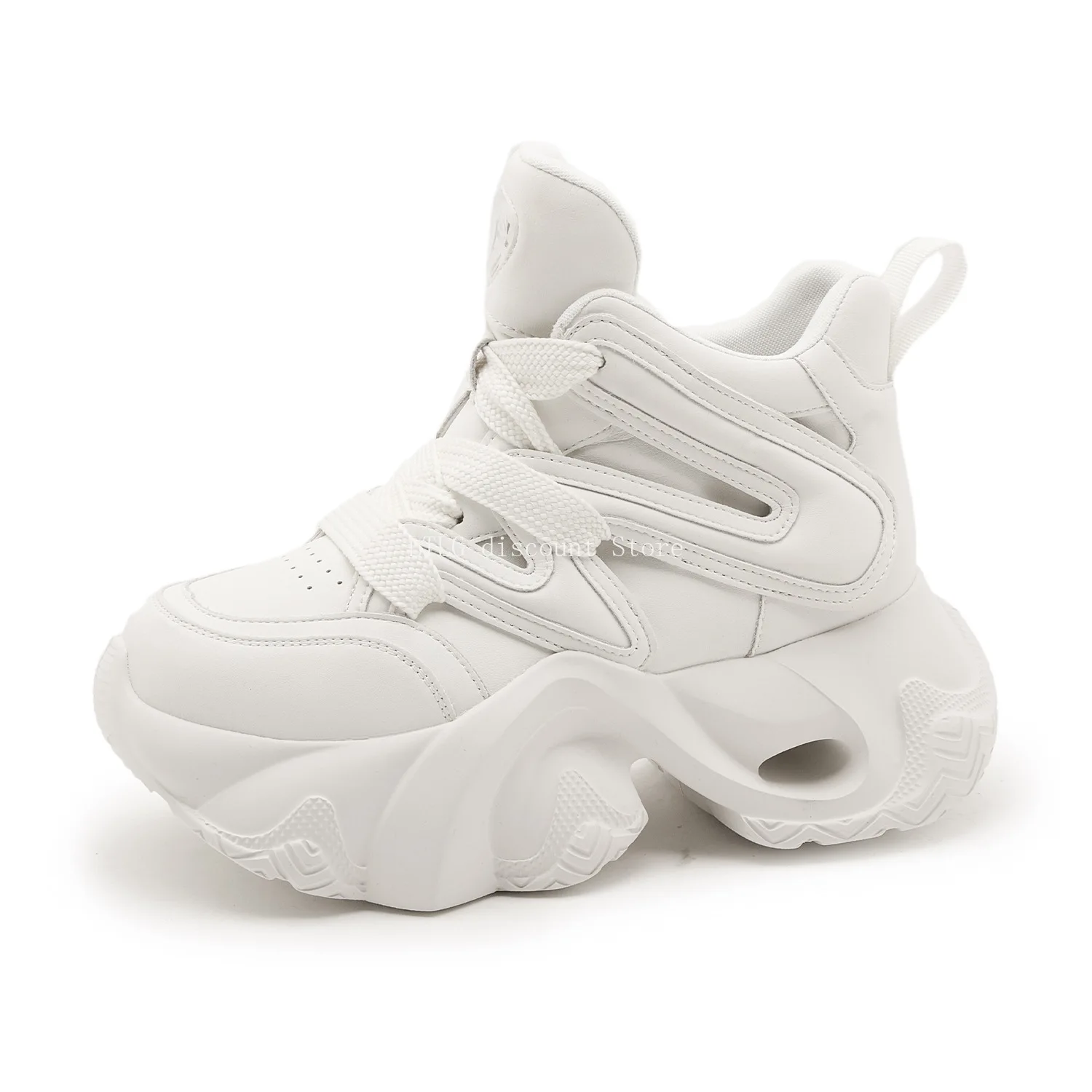 

Женская спортивная обувь, белая, весна 2024, женская кожаная дышащая спортивная обувь на толстой подошве со шнуровкой для женщин