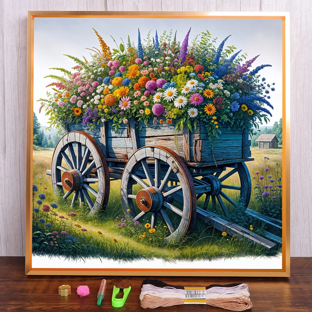 

Scenery Flower Printed Canvas Cross-Stitch Full Kit DIY Embroidery Knitting Handiwork Craft Hobby Mulina Different Room Decor
