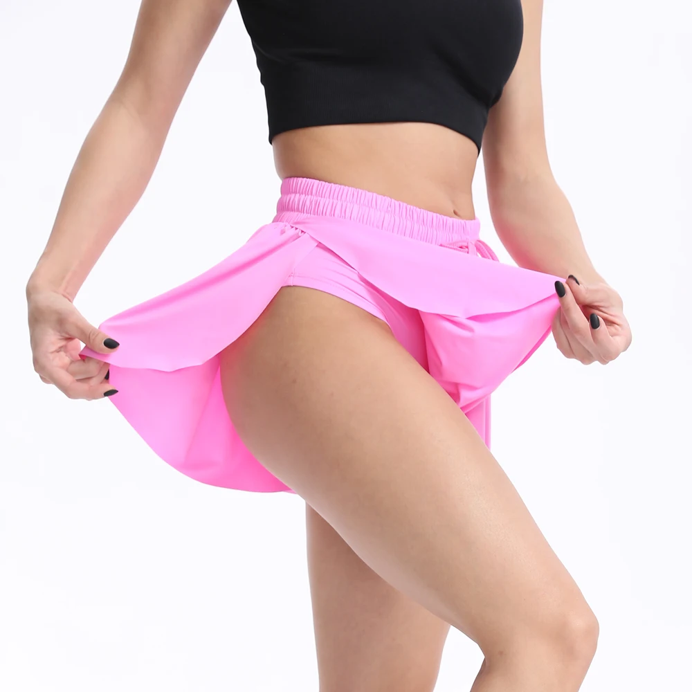 Sports Leisure Short Skirt for Women Yoga Run Fitness Culottes Workout Dress Tennis Golf Skorts Gym Flowy Sexy Athleisure New