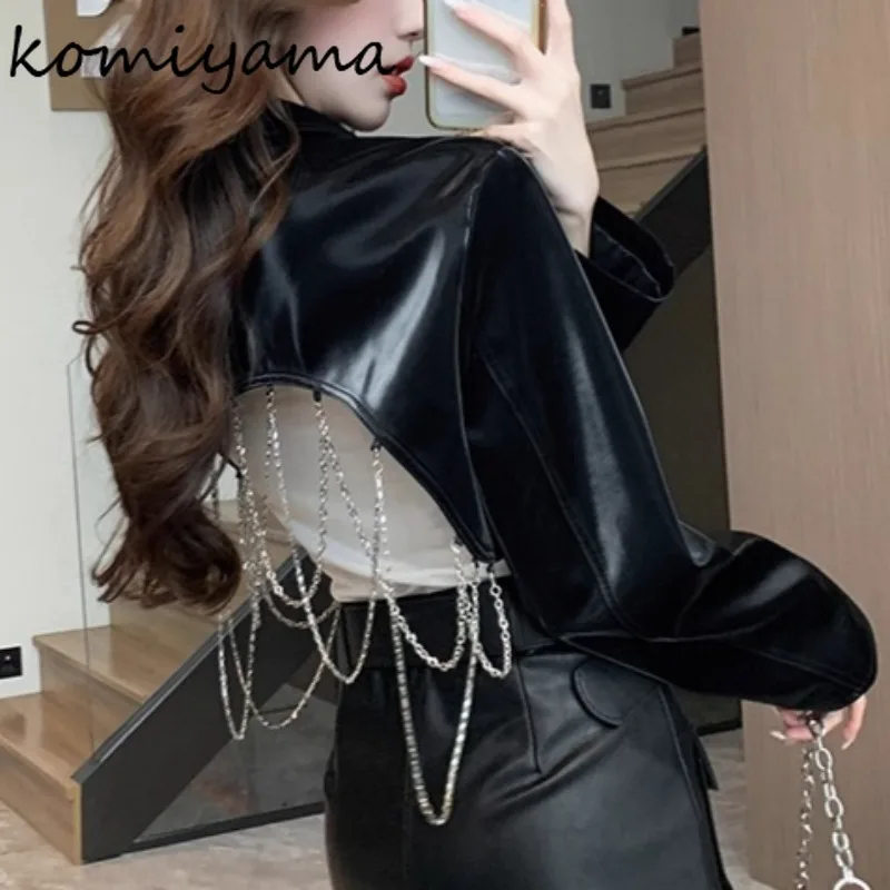 

Цепочки на спине, 2023, Chaquetas De Mujer, костюм, куртка с воротником, куртки с длинными рукавами, осенняя новинка, верхняя одежда Spice Girl, женская одежда