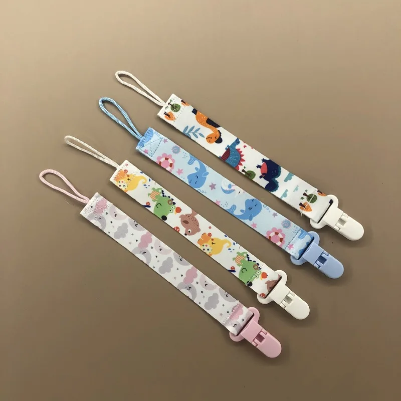 Cartoon Fixed Button Baby Pacifier Clip Chain Ribbon Dummy Soother Holder Chain Anti-drop Buckle Strap for Pacifier Baby Feeding