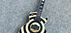 Customized electric guitar, ZAKK guitar, gold accessories, EMG pickup, classic black and white stripes, in stock, lightning pack