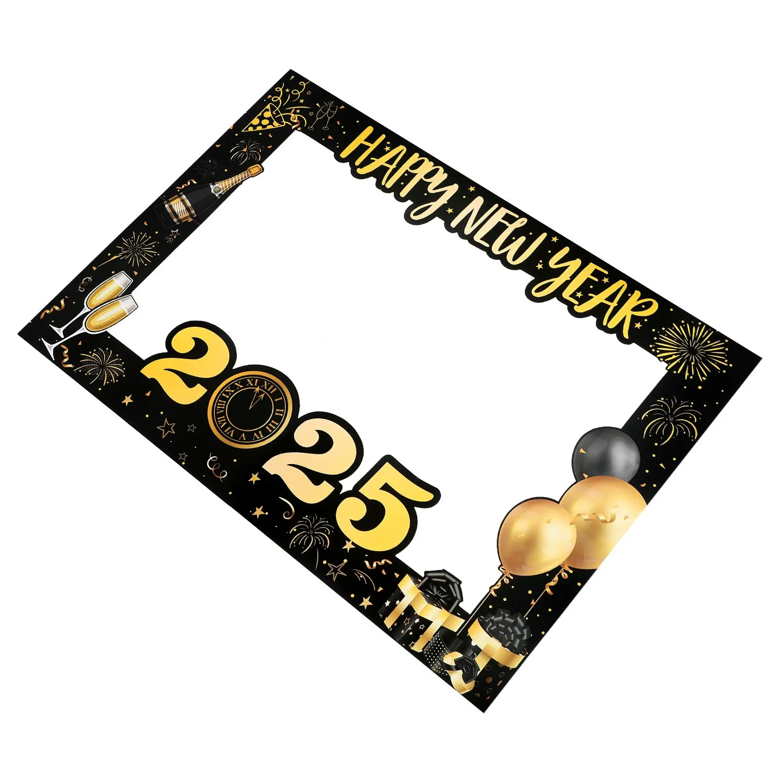

Black Gold Photo Frame New Years Party Supplies 2025 Theme Birthday Decorations Selfie Picture Frames Eve Party Props