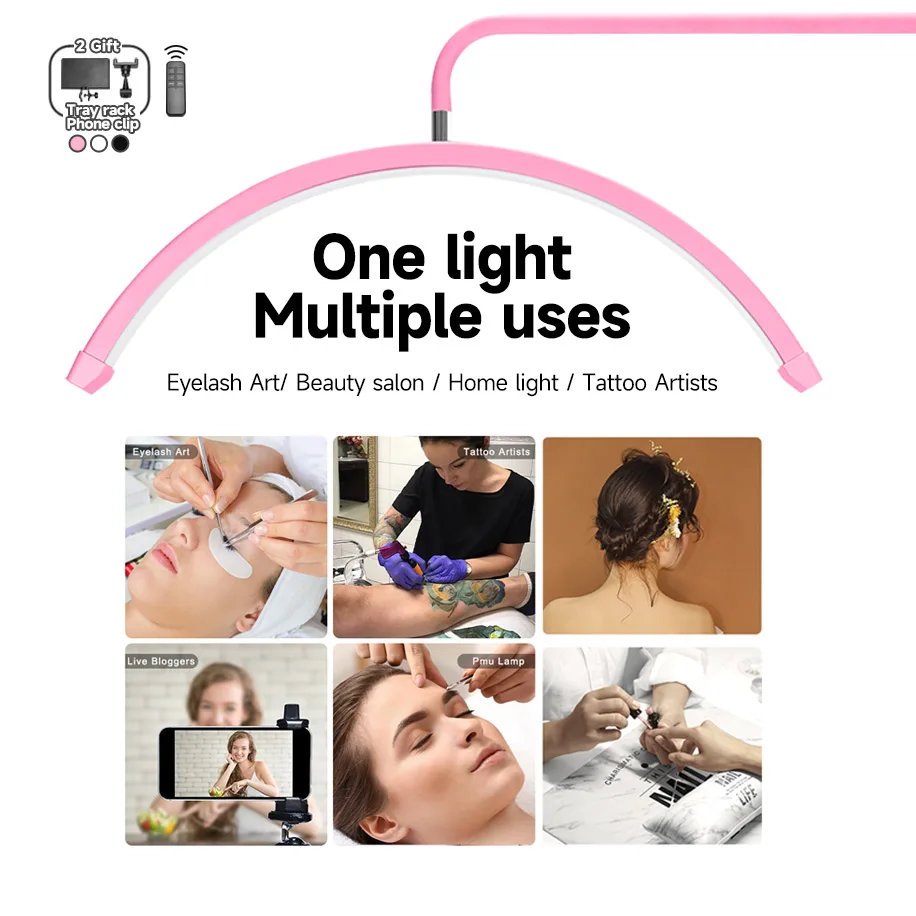 2023 Top New Customized Logo LED lash extension eyebrow tattoo half moon light for lashes ring moon floor beauty salon lamp