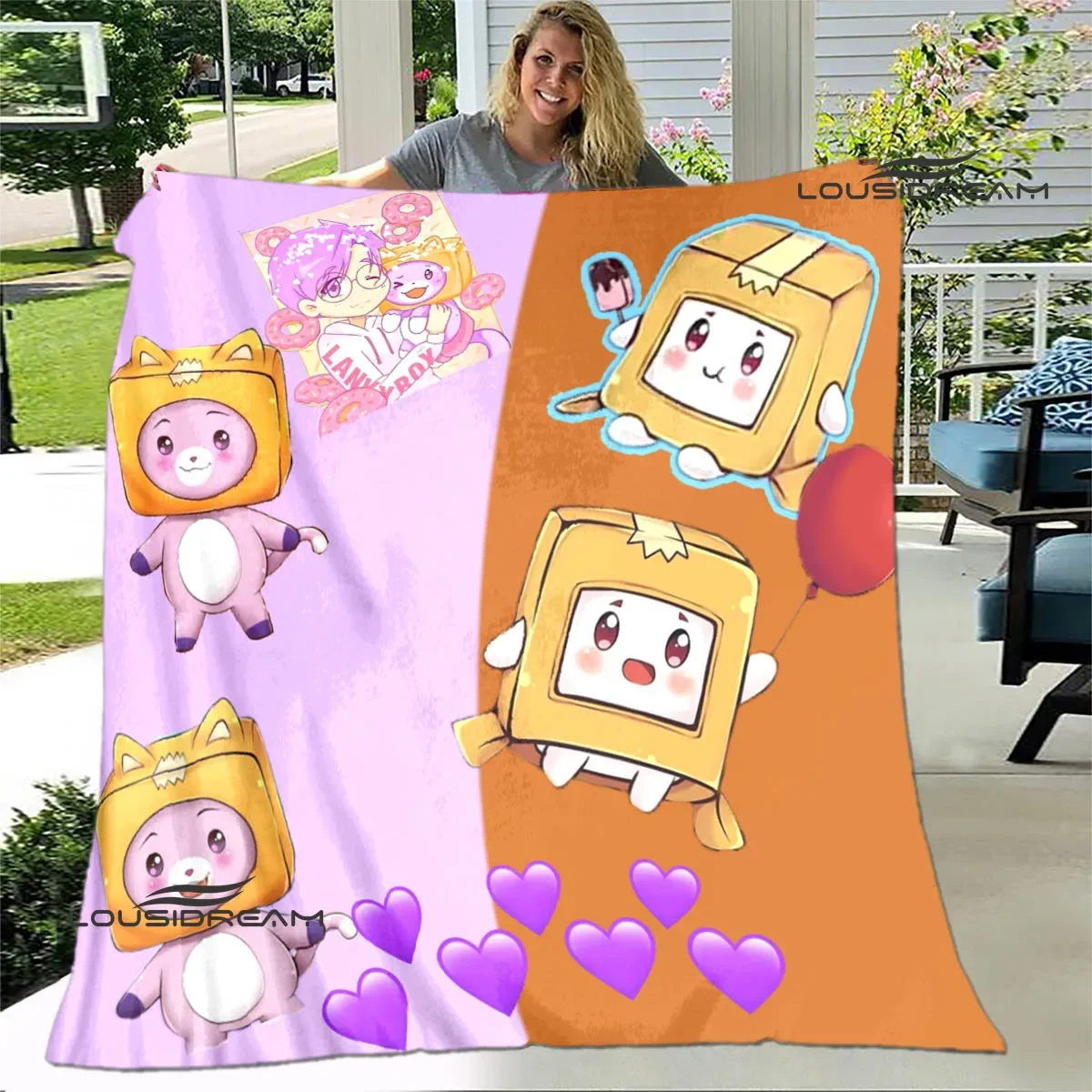 Lankybox-بطانية بشفة ، ماكر ، لطيف ، دافئ ، ناعم ، مريح ، منزل ، سفر ، بطانات سرير ، هدية عيد ميلاد