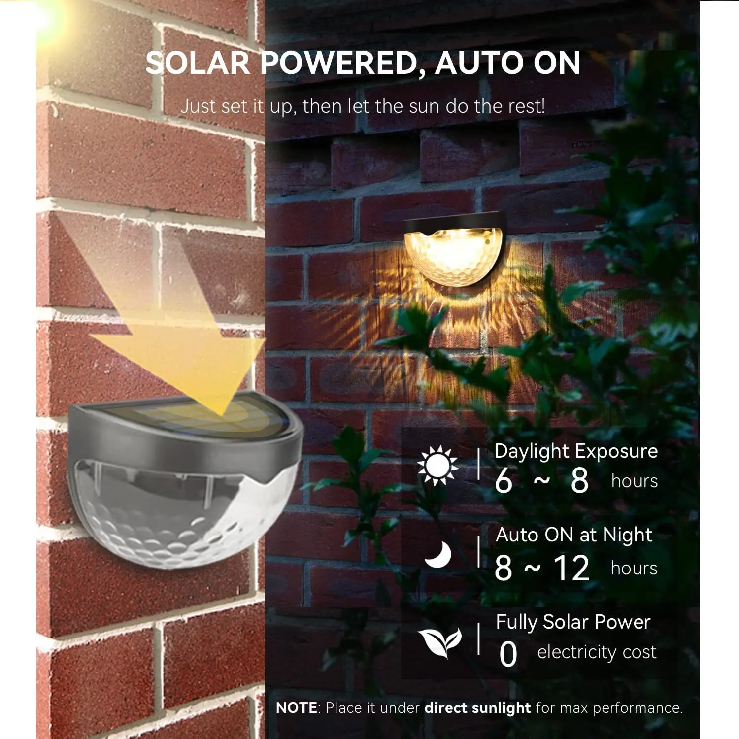 Solar LED Licht wasserdicht Outdoor Garten Dekor Sonnenlicht Lampe für Garten Straße Landschaft Balkon Dekor Solar Wand leuchte