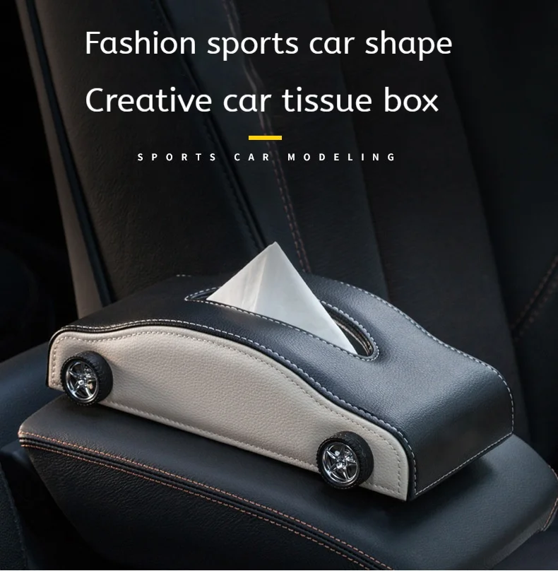 Leather Car Tissue Box for Audi Ford Volkswagen BYD Nissan Peugeot Towel Napkin Holder Paper Rack Organizer Storage Block Type