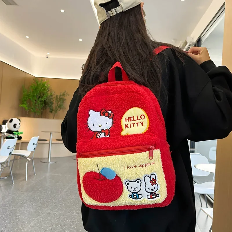 Hello Kitty peluche doppio zaino 2023 nuova borsa da scuola Sanrio studente giapponese Hello Kitty borse da scuola per bambini