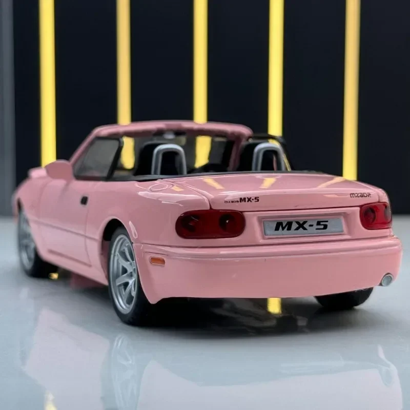 Diecast 1/32 Mazda MX5 Convertible Sports Car Model Alloy Simulation Toy Vehicles Kids Boys Gift Sound Light Voiture Miniature